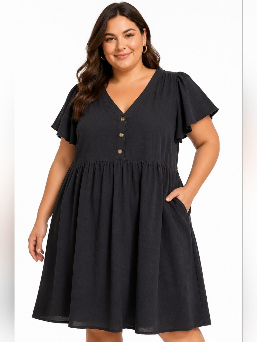 Time and Tru Black Cotton Gauze Babydoll Dress XL 16/18 Cottagecore